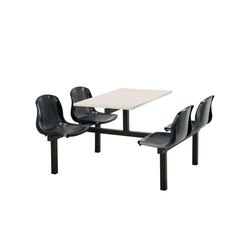 Polypropylene fixed canteen table and chairs - Fully assembled