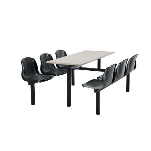 Polypropylene fixed canteen table and chairs - Fully assembled