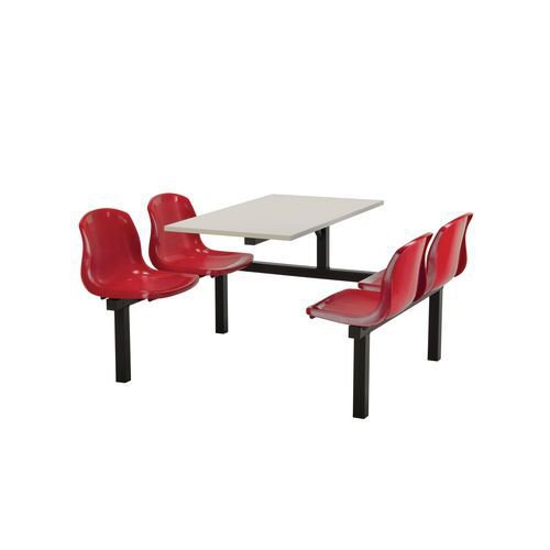 Polypropylene fixed canteen table and chairs - Fully assembled