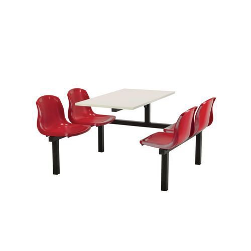 Polypropylene fixed canteen table and chairs - Fully assembled