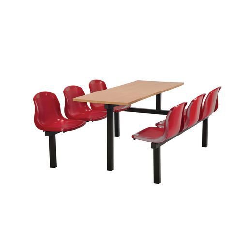 Polypropylene fixed canteen table and chairs - Fully assembled