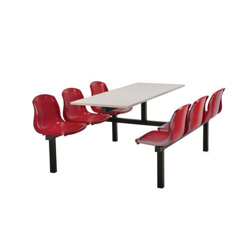 Polypropylene fixed canteen table and chairs - Fully assembled