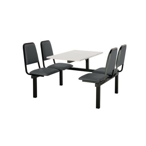 Upholstered fixed canteen table and chairs