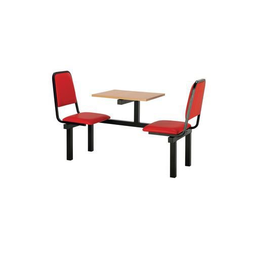 Upholstered fixed canteen table and chairs