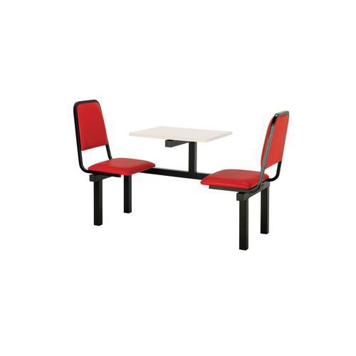 Upholstered fixed canteen table and chairs