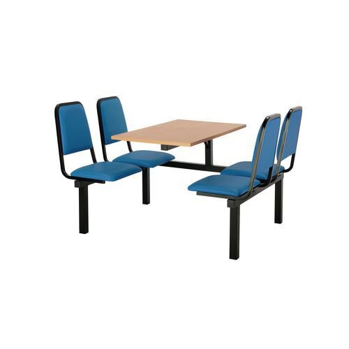 Upholstered fixed canteen table and chairs