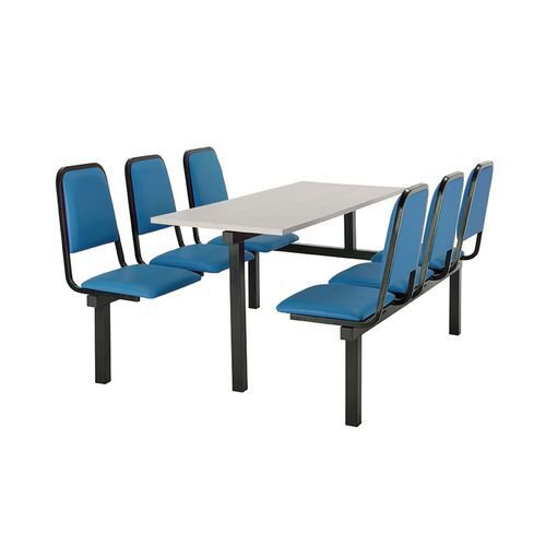 Upholstered fixed canteen table and chairs