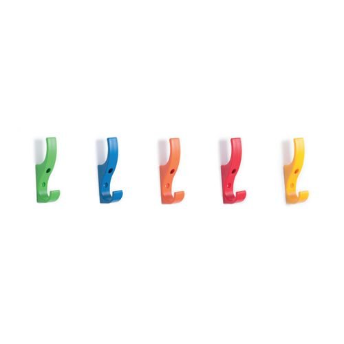 Nylon Hat & Coat Hooks.  Pack Of 5.  Navy Blue/Red/Fern Green/Yellow/Orange