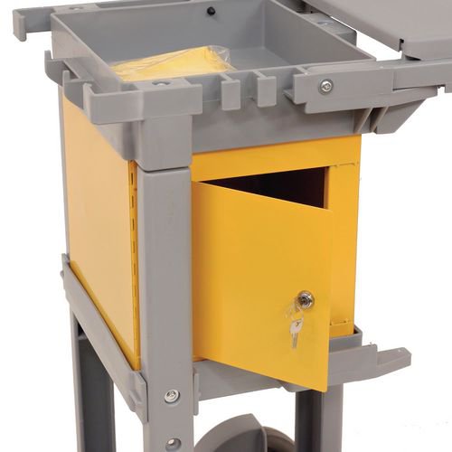 Multi-purpose cleaning trolley complete with bag and lockable box