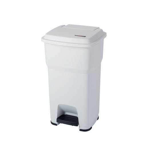 Pedal bin with silent closing lid, White 60L