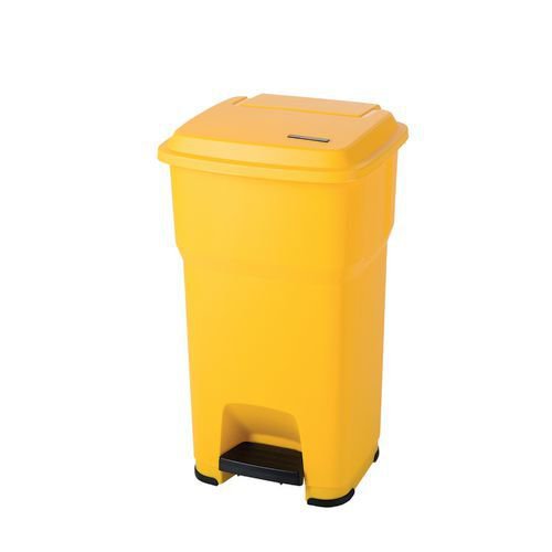 Pedal bin with silent closing lid, Yellow 85L