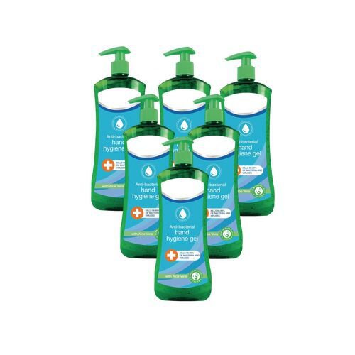 Anti bacterial alcohol hand gel 500ml, 6 pack