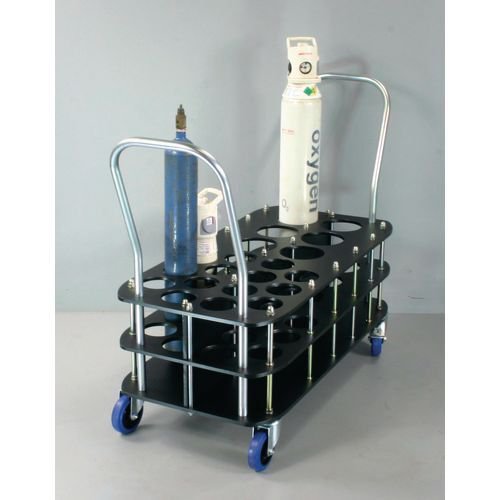 Oxygen cylinder trolleys for 100mm & 140mm dia. bottles