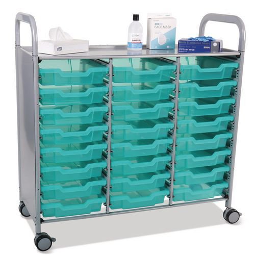 Gratnells antimicrobial storage trolley with trays