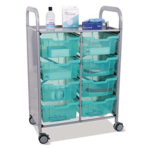 Gratnells antimicrobial storage trolley with trays