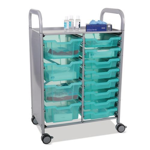 Gratnells antimicrobial storage trolley with trays