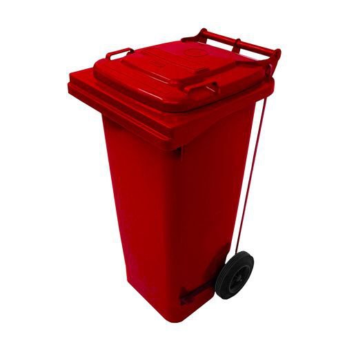 Pedal operated wheelie bins, 80L Red