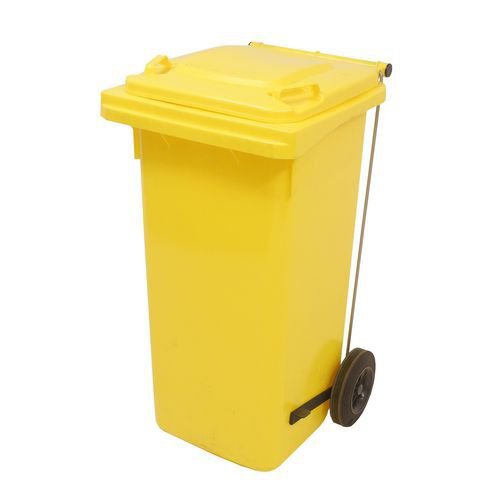 Pedal operated wheelie bins,120L Yellow