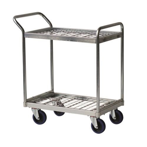 Order picking trolley with mesh shelves