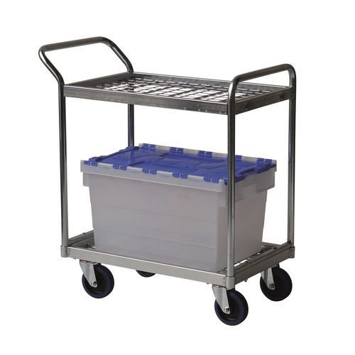 Order picking trolley with mesh shelves