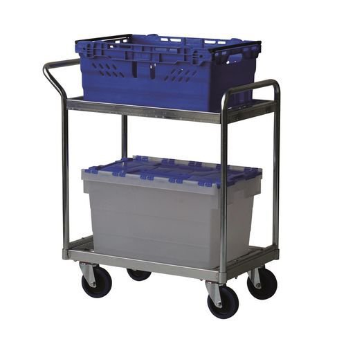 Order picking trolley with mesh shelves