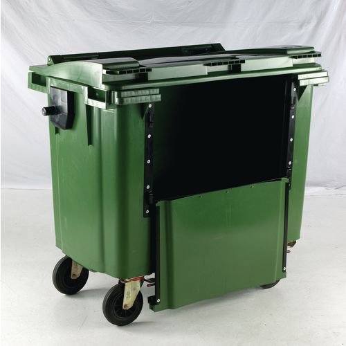 4 wheeled bin with drop down front