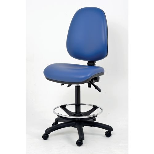 X3 High Chair With Lock Loaded Castors  Upholstered In Anti-Bacterial Vinyl - Sapphire Blue