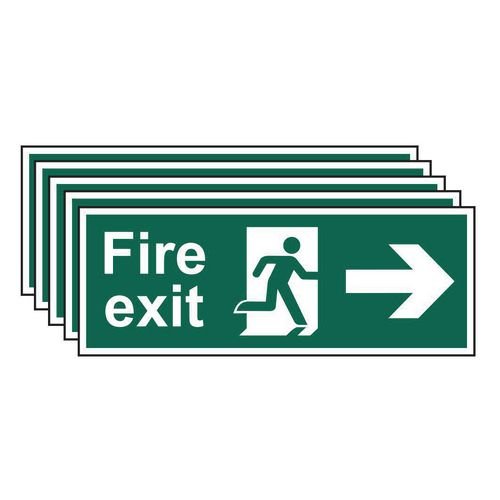 Fire Exit (Man Arrow Right) - Sav (400 X 150mm) - Pack Of 5