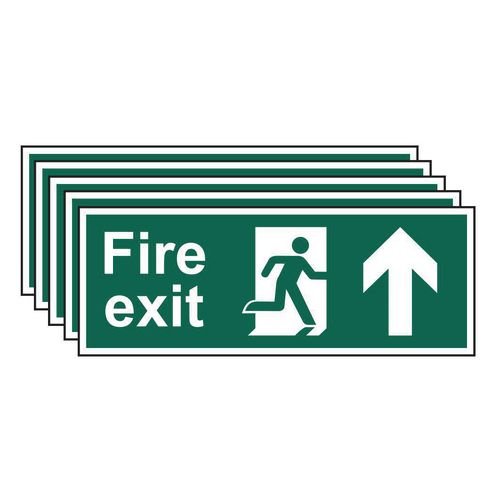 Fire Exit (Man Arrow Up) - Sav (400 X 150mm) - Pack Of 5