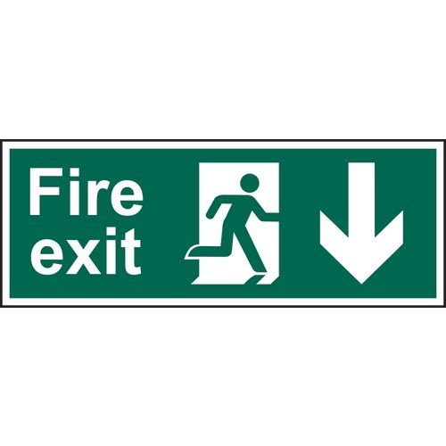 Fire Exit (Man Arrow Down) - 1.2mm Recyclable Pp (400 X 150mm)