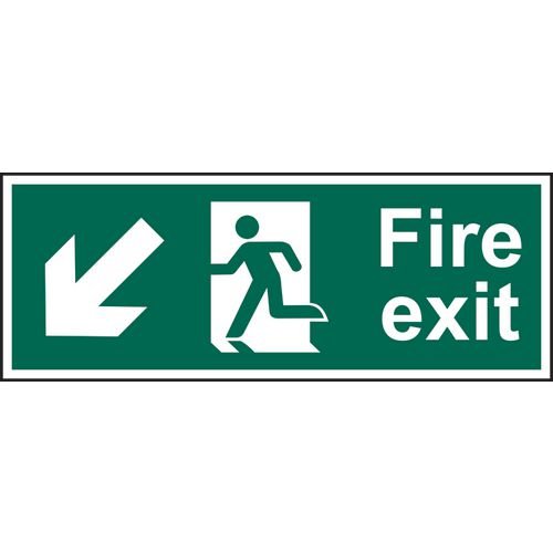 Fire Exit (Man Arrow Down/Left) - 1.2mm Recyclable Pp (600 X 200mm)
