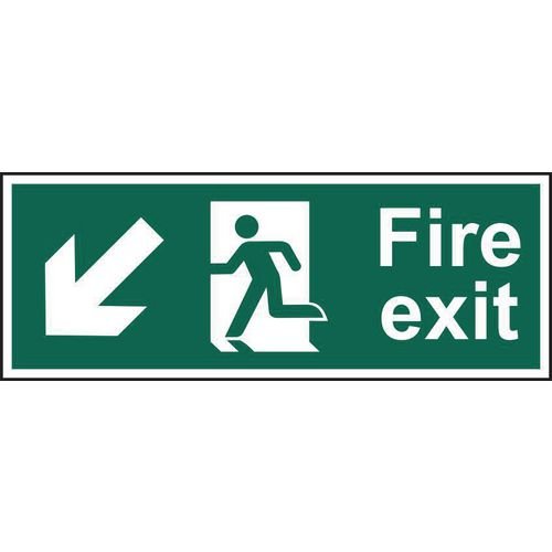 Fire Exit (Man Arrow Down/Left) - Sav (400 X 150mm)