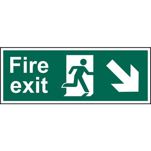 Fire Exit (Man Arrow Down/Right) - 1.2mm Recyclable Pp (600 X 200mm)