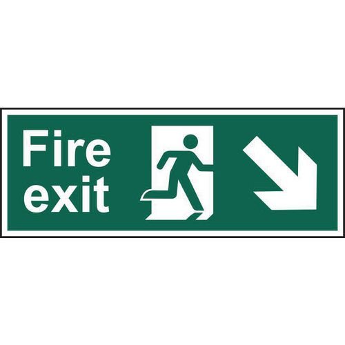 Fire Exit (Man Arrow Down/Right) - Sav (600 X 200mm)