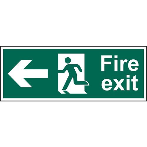 Fire Exit (Man Arrow Left) - Sav (400 X 150mm)