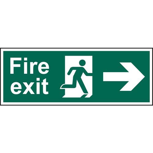 Fire Exit (Man Arrow Right) - 1.2mm Recyclable Pp (400 X 150mm)