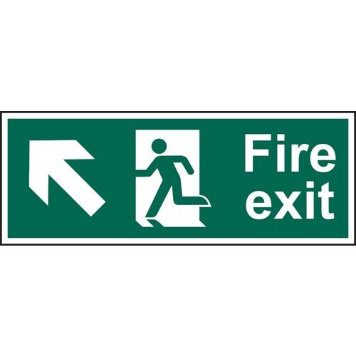 Fire Exit (Man Arrow Up/Left) - Sav (600 X 200mm)