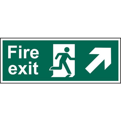 Fire Exit (Man Arrow Up/Right) - 1.2mm Recyclable Pp (400 X 150mm)