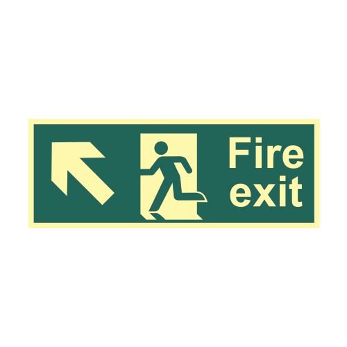 Fire Exit (Man Arrow Up/Left) - Phs (400 X 150mm)