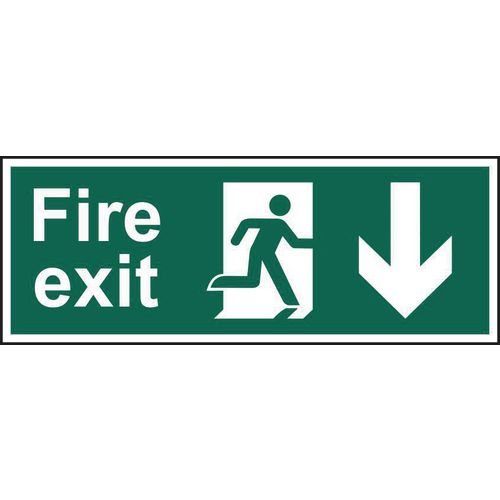 Fire Exit Running Man Arrow Down - Fmx D/Sided (450 X 150mm)