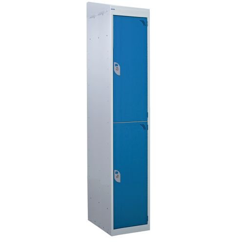 Standard Locker - With Sloping Top 1800.300.300 - 2 Compartment - Dark Blue Doors
