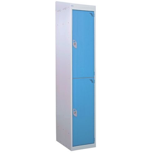 Standard Locker - With Sloping Top 1800.300.300 - 2 Compartment - Light Blue Doors