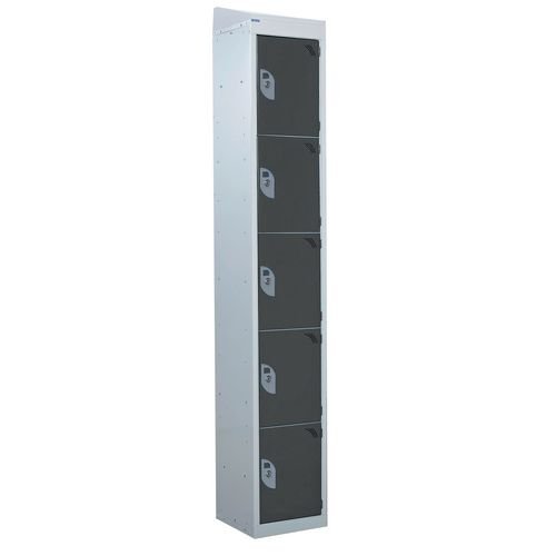 Standard Locker - With Sloping Top 1800.300.300 - 5 Compartment - Dark Grey Doors