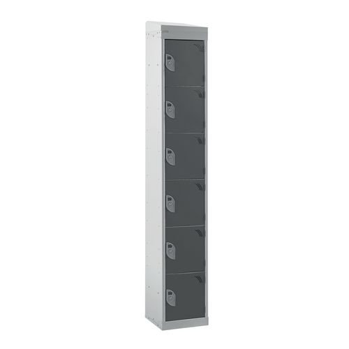Standard Locker - With Sloping Top 1800.300.300 - 6 Compartment - Dark Grey Doors