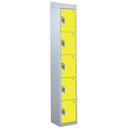 Standard Locker - With Sloping Top 1800.300.450 - 5 Compartment - Yellow Doors