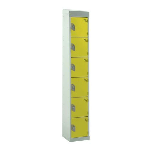 Standard Locker - With Sloping Top 1800.300.450 - 6 Compartment - Yellow Doors