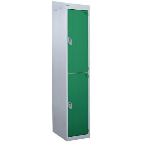 Standard Locker - With Sloping Top 1800.380.380 - 2 Compartment Green Doors