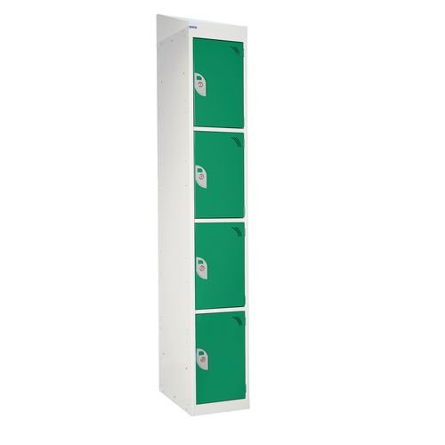Standard Locker - With Sloping Top 1800.380.380 - 4 Compartment Green Doors