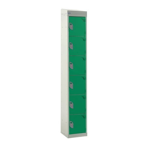 Standard Locker - With Sloping Top 1800.380.380 - 6 Compartment Green Doors
