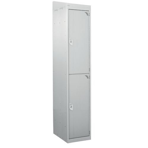 Standard Locker - With Sloping Top 1800.380.380 - 2 Compartment Light Grey Doors